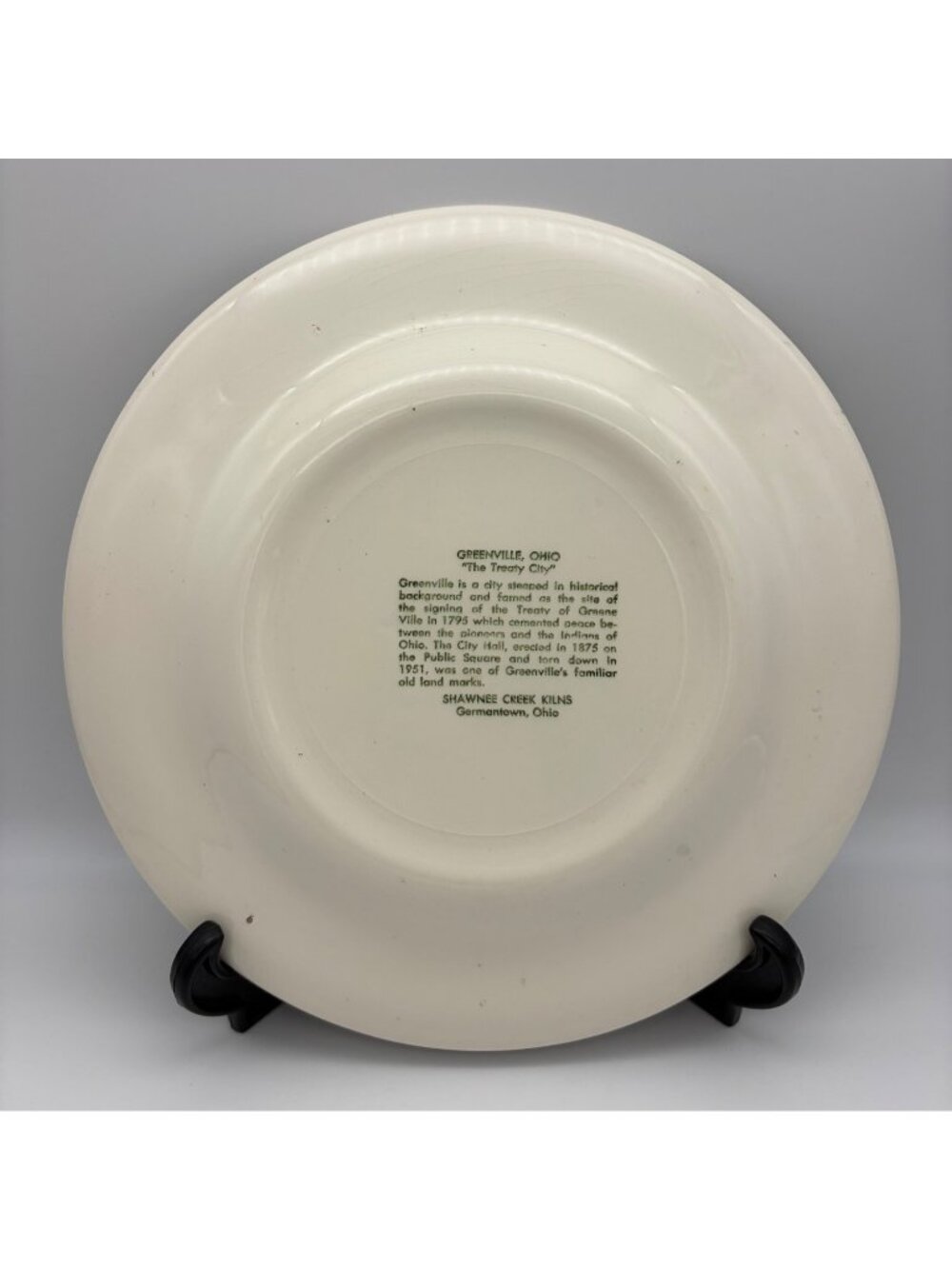 Vintage Greenville Ohio Treaty City Shawnee Creek Kilns Collector Plate 10in USA - Picture 2 of 8